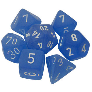 Chessex Dice: Poly 7 Set - Frosted Blue/White