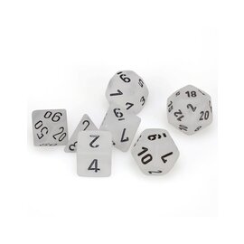 Chessex Dice: Poly Set - Frosted Clear/Black (7)