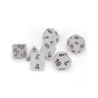 Chessex Dice: Poly Set - Frosted Clear/Black (7)