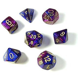 Chessex Dice - Gemini: Poly Blue Purple/Gold (7)