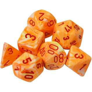 Chessex Dice Menagerie 10: Poly Festive Sunburst/Red (7)