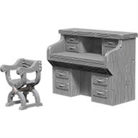WizKids/NECA Wizkids Deep Cuts Unpainted Miniatures: Desk & Chair