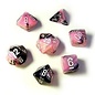 Chessex Dice - Gemini: Poly Black Pink / White (7)