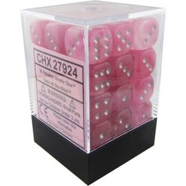 Chessex Dice - D6 12mm Ghostly Glow Pink/Silver (36)