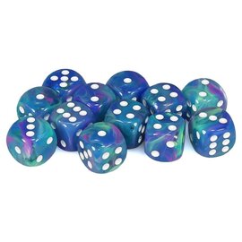 Chessex Dice: D6 16mm - Festive Waterlily / White