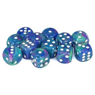 Chessex Dice: D6 16mm - Festive Waterlily / White