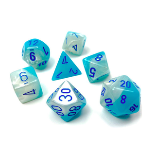 Chessex Dice - 7 Set Pearl Turquoise White / Blue Luminary