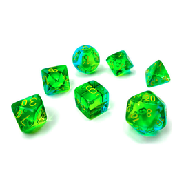 Chessex Dice: Poly 7 Set - Translucent Green Teal/Yellow