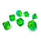 Chessex Dice: Poly 7 Set - Translucent Green Teal/Yellow