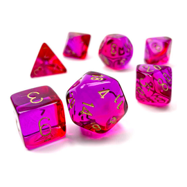 Chessex Dice : Poly Set - Translucent Red-Violet/Gold
