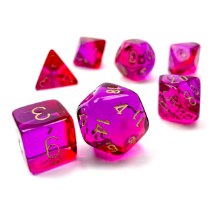 Chessex Dice: Poly 7 Set - Translucent Red Violet/Gold