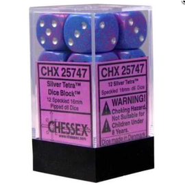 Chessex Dice - 16mm D6 Speckled Silver Tetra (12)