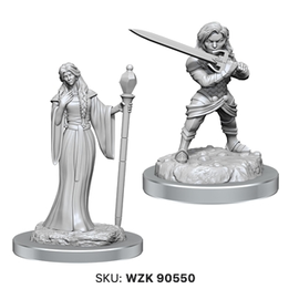 WizKids/NECA Critical Role Unpainted Miniatures: W03 Human Wizard Female & Halfling Holy Warrior Female