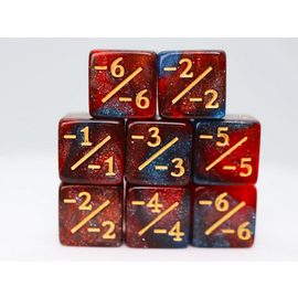 Foam Brain Dice: MTG Minus Counters - Red / Blue Glitter