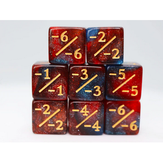 Foam Brain Dice: MTG Minus Counters - Red / Blue Glitter