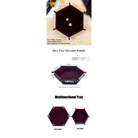 Dice Habit Hexagon Folding Dice Tray (Maroon)