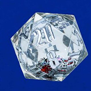 Sirius Dice - D20 Snowglobe Silver/Silver Red/Green Snowflakes