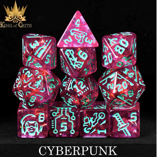 DnDDice.com Dice: Poly 11 Set - Cyberpunk