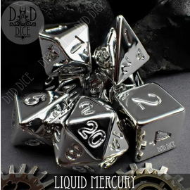 DnDDice.com Dice: Poly 7 Set - Liquid Mercury