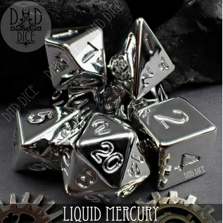 DnDDice.com Dice: Poly 7 Set - Liquid Mercury