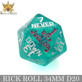 DnDDice.com Dice: 34mm D20 - Rick Rolled