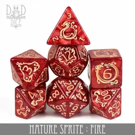 DnDDice.com Dice: Poly 7 Set - Nature Sprite: Fire