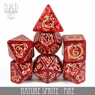 DnDDice.com Dice: Poly 7 Set - Nature Sprite: Fire
