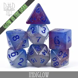 DnDDice.com Dice: Poly 7 Set - Indiglow Glow in the Dark