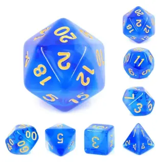 Foam Brain Dice: Poly 7 Set - Blue Silk Transparent