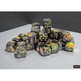 Chessex Dice: Brush 12mm D6 Deep Forest / Gold (36)