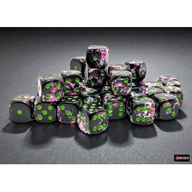Chessex Dice: Brush 12mm D6 Paintball / Green (36)