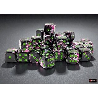 Chessex Dice: Brush 12mm D6 Paintball / Green (36)
