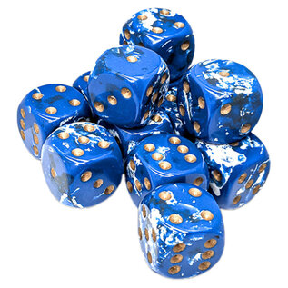 Chessex Dice: Brush 16mm D6 Wavebreak / Gold (12)