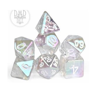 DnDDice.com Dice: Poly 7 Set - Glamoured Clear
