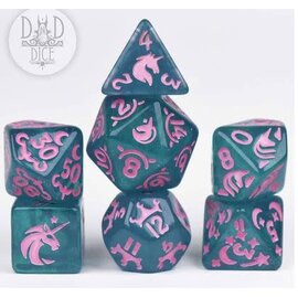 DnDDice.com Dice: Poly 7 Set - Unicorn Princess
