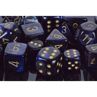 Chessex Dice - Scarab: 16mm D6 Royal Blue/Gold (12)