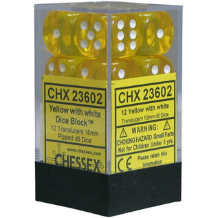Chessex Dice: D6 16mm - Translucent Yellow / White