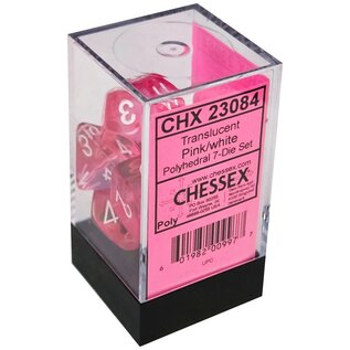 Chessex Dice - Transparent Pink / White (7)