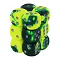 Chessex Dice - Gemini: 16mm D6 Green Yellow / Silver (12)