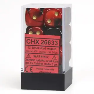 Chessex Dice - Scarab: 16mm D6 Scarlet / Gold (12)
