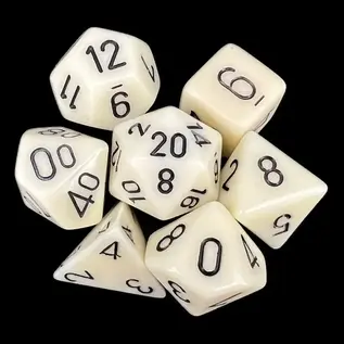 Chessex Dice - Marble: Poly Ivory Black (7)