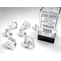 Chessex Dice -Translucent: Poly Clear / White (7) NEW