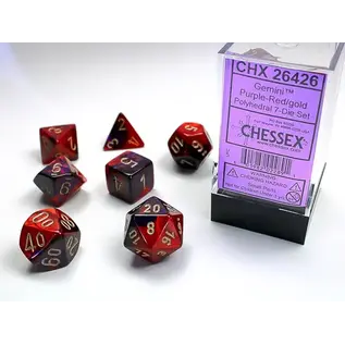 Chessex Dice - Gemini: Poly Purple Red / Gold (7)