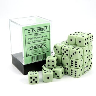 Chessex Dice - 12mm d6 Opaque Pastel Green / Black (36)