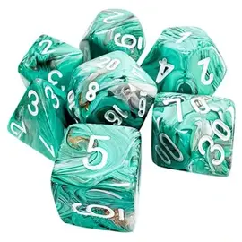 Chessex Dice: Jumbo Poly 7 Set - Marble Copper / White
