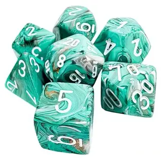 Chessex Dice: Jumbo Poly 7 Set - Marble Copper / White
