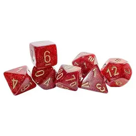 Chessex Dice: Jumbo Poly 7 Set - Glitter Ruby / Gold