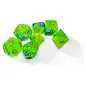 Chessex Dice - Gemini: Poly Luminary Plasma Green Teal / Orange (7)