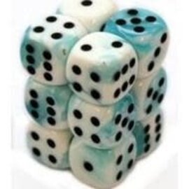 Chessex Dice - Gemini D6 16mm Teal/White Red (12)