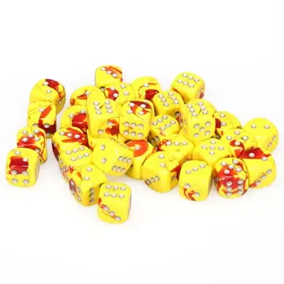 Chessex Dice - Gemini: D6 12mm Red Yellow / Silver (36)